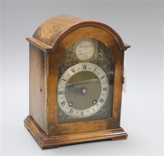 A walnut mantel clock H.24cm